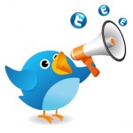 Twitter bird shouting his message