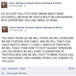 Amy's Baking Company Facebook outburst