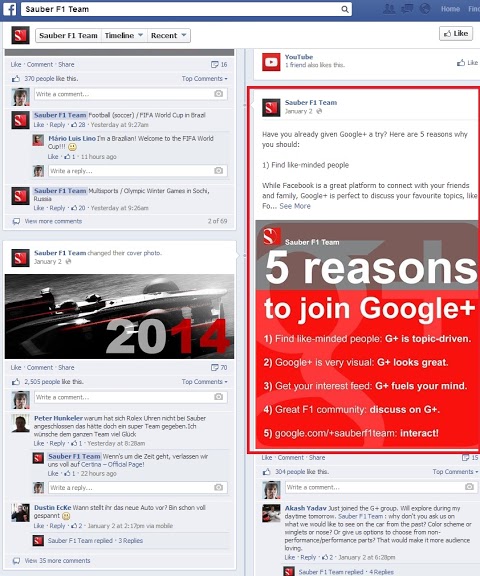 Sauber FB post