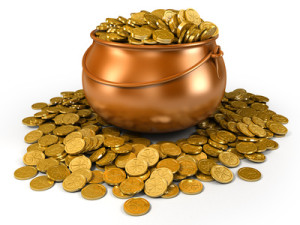 Pot full of golden coins