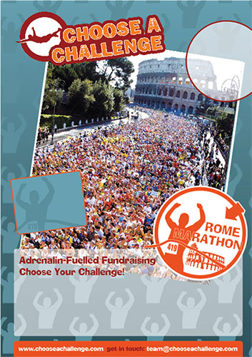  A2 posters for Choose a Challenge, with blank areas to be overprinted with text for events throughout the year