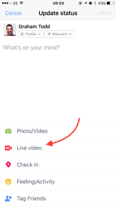 Facebook Live on iPhone