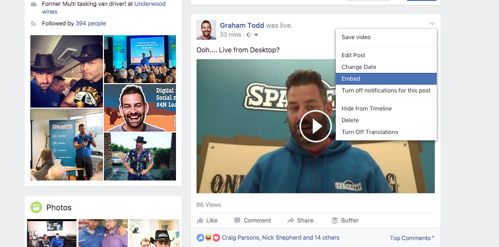 Embedding a Facebook Live video