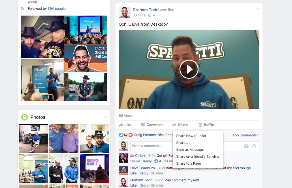 Sharing Facebook Live videos