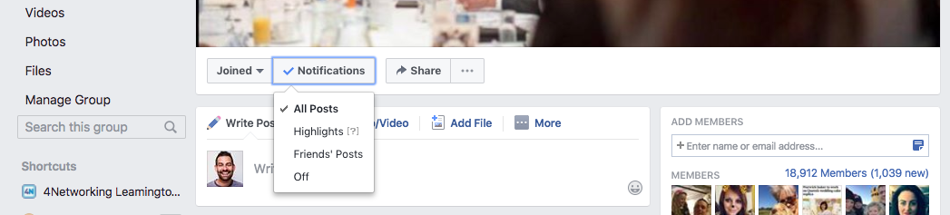 Turn off notifications for a Facebook Group