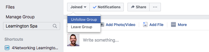 Unfollow and Facebook Group